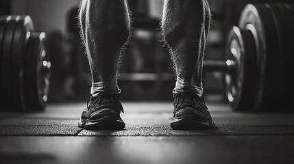 Muscular bodybuilder flexing powerful legs. Fitness and strength concept. Sepia toned.