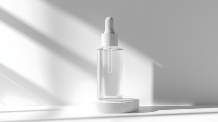 Elegant Skincare Dropper Bottle on White Background