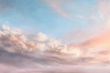 Obraz premium Romantic Sunset Sky with Soft Clouds and Hazy Pastel Light – AI Generated
