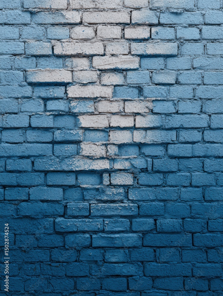 Poster brick texture transitioning into blueprint with a central fade effect showcasing artistic design and
