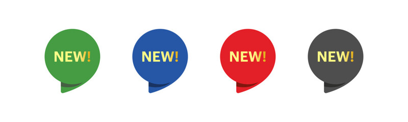 New sale tag design for offer, promotion, and new arrival tags in four different colors.