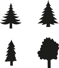 Fototapeta premium Tree Silhouette Vector Set – Pine and Forest Tree Icons PNG