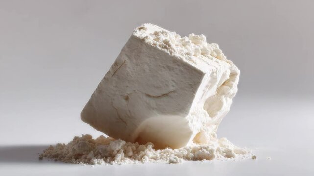 Close-up of Natural Chalk &ndash; White Sedimentary Rock Formed from Marine Fossils