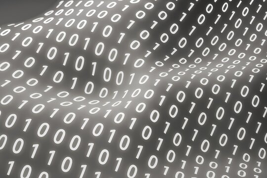 The beauty of the flowing waves of binary code in the abstract digital age.