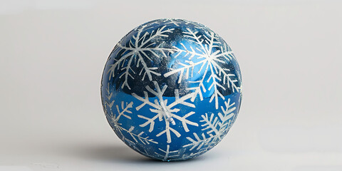Decorative Blue Ornament with White Snowflake Patterns – Festive Holiday Decoration on Light Background