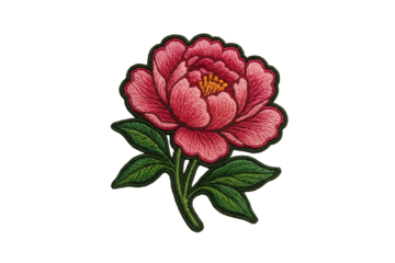 Peony Flower Patch Illustration on Transparent Background