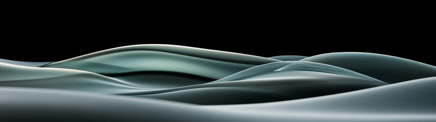 Fototapeta premium Abstract dark teal waves of light on dark background, suitable for backgrounds