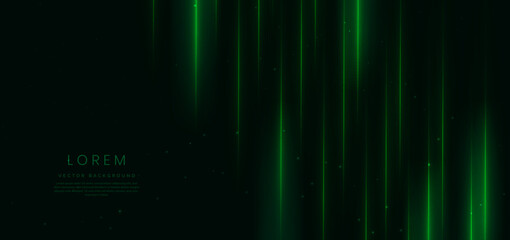 Green elegant background wiht green light beam. Hi speed motion moving concept on black background.