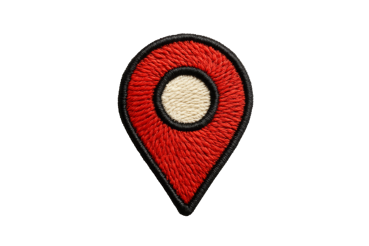 Location Pin Embroidery Patch Illustration on Transparent Background