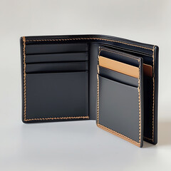Black leather wallet isolated, a finance object for money and cards