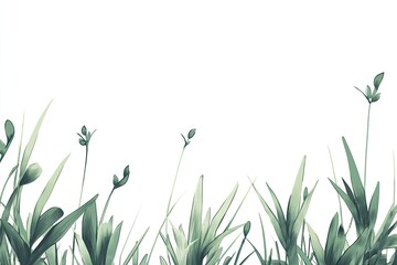 Delicate, muted greenery.  Soft, various shades of pale green plants on a white background.  Close-up view of foliage