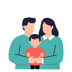 Fototapeta premium Parents standing together with their child in the center. A symbol of strong family unity and balanced parenting roles