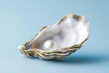 Naklejka premium Pearl nestled within an open oyster shell.