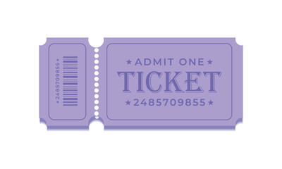 Classic purple ticket template. Vector coupon on white background
