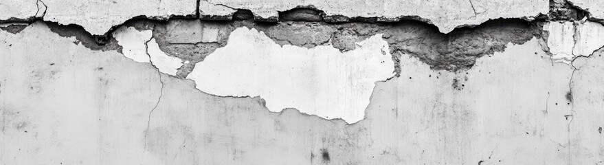 Obraz premium Weathered concrete wall with extensive cracks and peeling paint