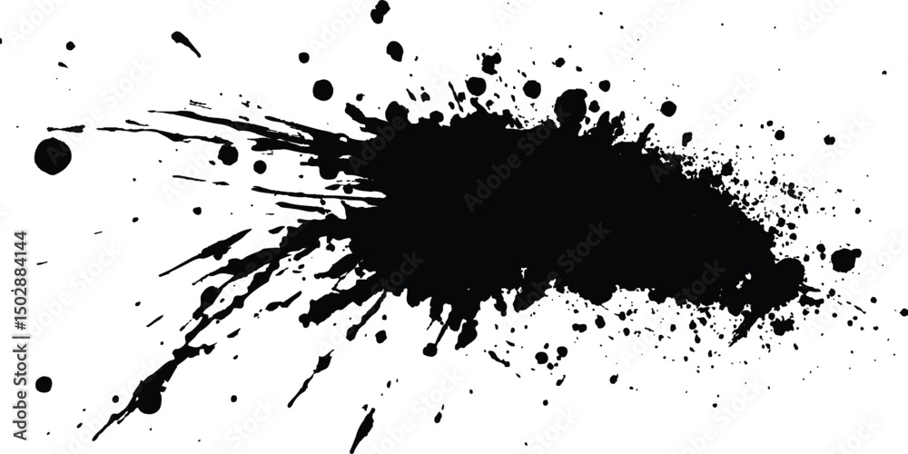 Poster black ink splatter isolated on transparent background. vector simple black brush stroke on a clean w