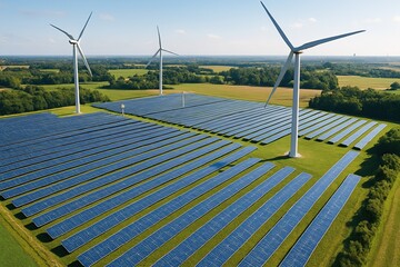 wind turbine and solar panels