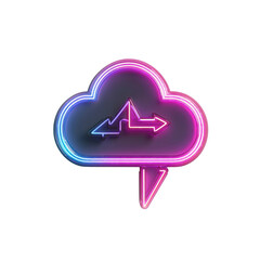 Neon Cloud Data Transfer Icon Glowing Pink and Blue Cloud Computing Symbol
