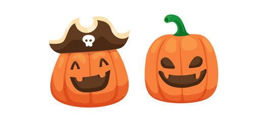 Vector Flat halloween pumpkins collection