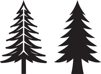 Obraz premium christmas tree set, christmas tree silhouette vector, christmas tree logo vector illustration isolated on white background