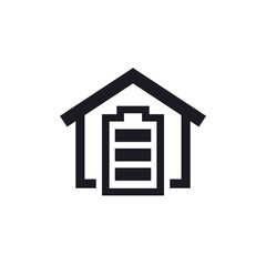 home battery icon with house, power backup system pictogram