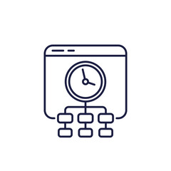 project management software line icon with flowchart