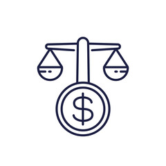 price balance icon with scales in line design