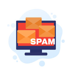 Spam emails on screen vector icon