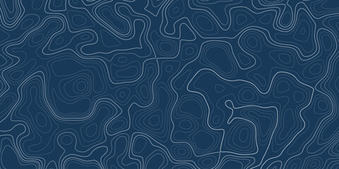 Abstract blue topographic map wallpaper. Geographic terrain with depth, elevation. Minimalist cartography art, wide background