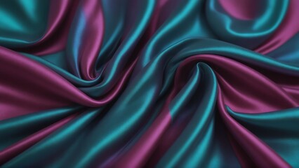 Fototapeta premium Abstract background of luxurious draped fabric with iridescent teal and purple colors