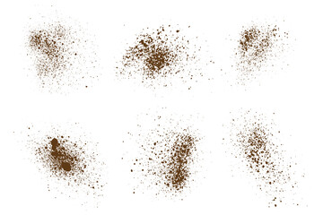 Chocolate confetti isolated coffee grain texture background set