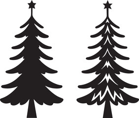 Obraz premium christmas tree set, christmas tree silhouette vector, christmas tree logo vector illustration isolated on white background