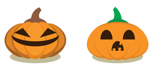 Vector Flat halloween pumpkins collection