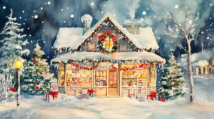  Christmas store in Watercolor