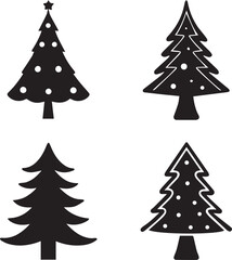Obraz premium christmas tree set, christmas tree silhouette vector, christmas tree logo vector illustration isolated on white background