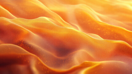 Fototapeta premium Abstract Orange and Gold Waves Background with Glowing Particles