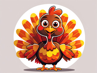 Cute Colorful Cartoon Turkey Illustration &ndash; Vector-Style with Clean Lines and Smooth Gradients.