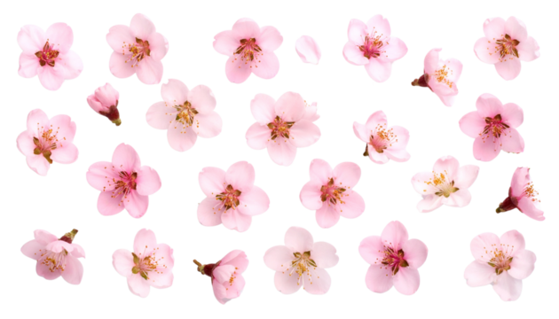 background texture peach flowers isolated on transparent background PNG