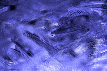 An abstract blue background with many brushstrokes. The brushstrokes come in different directions and sizes. Illustration.