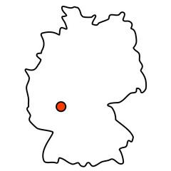 Deutschlandkarte mit Markierung von Frankfurt
