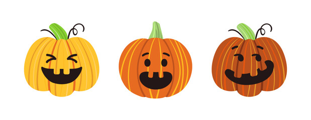 Vector Flat halloween pumpkins collection