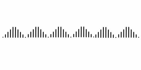 Minimal abstract design with repeating triangular waveforms made of vertical black bars on a white background. Ideal for audio-themed concepts, tech visuals, digital art, and modern creative projects.