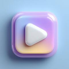 3D Rendering Colorful play button icon with a smooth gradient background. Sosial media style icon