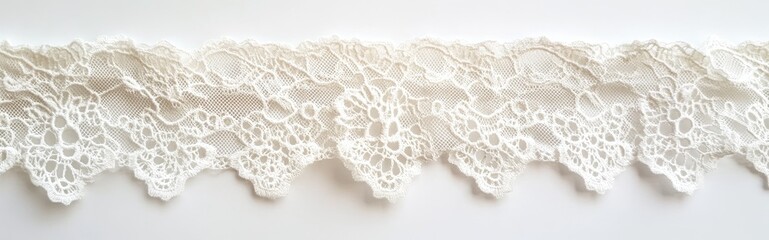 Delicate, scalloped lace trim with intricate floral pattern