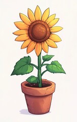 Obraz premium Pixel Art Sunflower in Terracotta Pot