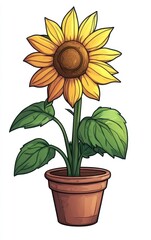 Obraz premium Pixel Art Sunflower in Terracotta Pot