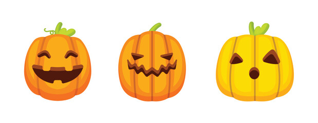 Vector Flat halloween pumpkins collection