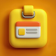 3D Rendering Colorful icon featuring a cardholder with a stylized ID card design on a vibrant yellow background. Sosial media style icon