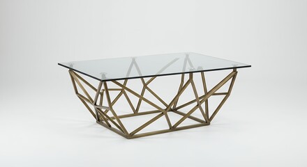 Obraz premium Modern geometric coffee table with clear glass top