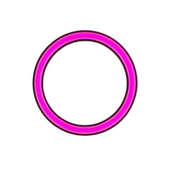 Glowing Pink Neon Circle Frame on Black Background